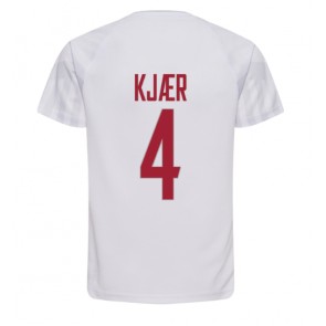 Danmark Simon Kjaer #4 Replika Udebanetrøje VM 2022 Kortærmet